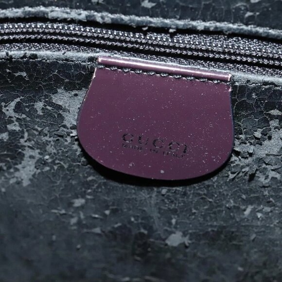 GUCCI Shoulder Bag Patent leather Navy Silver Auth - Picture 12 of 16